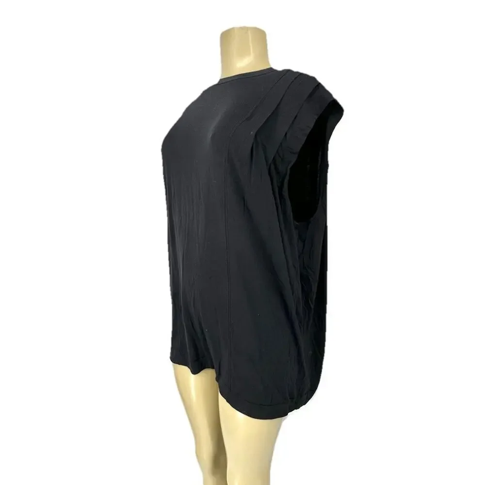Lululemon Size 12 ? Women Modal Pleated Shoulder Tank Top Black Relaxed Fit ER2